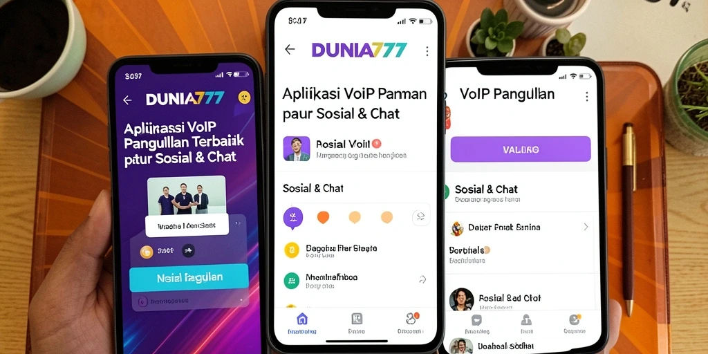 Tampilan antarmuka DUNIA777 saat melakukan panggilan VoIP.