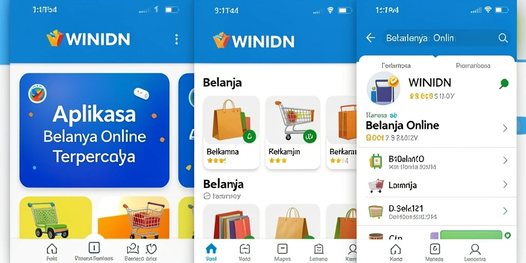 Tampilan antarmuka aplikasi WINIDN untuk Belanja Online yang modern dan bersih.