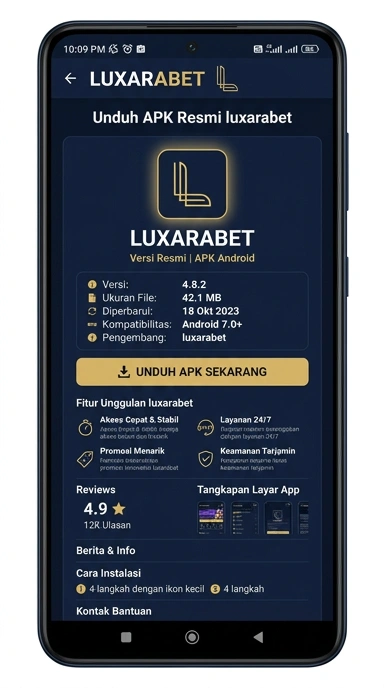 Tampilan halaman APK luxarabet