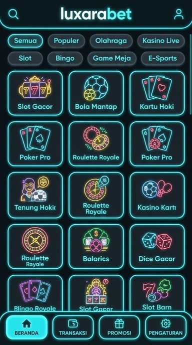Tampilan katalog aplikasi luxarabet