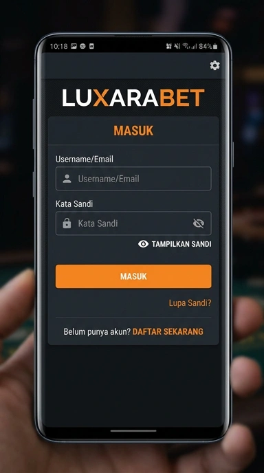 Tampilan halaman login luxarabet